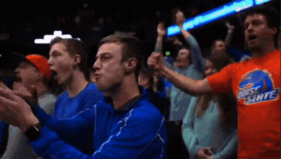 Two Boston Basketball Players High Five GIF