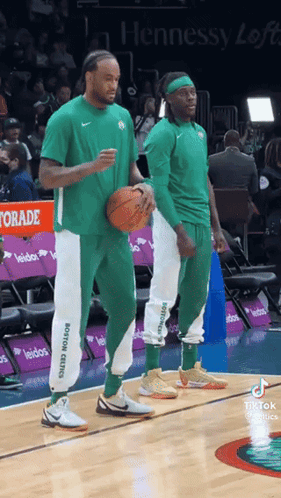 Two Boston Celtics Players On Court GIF