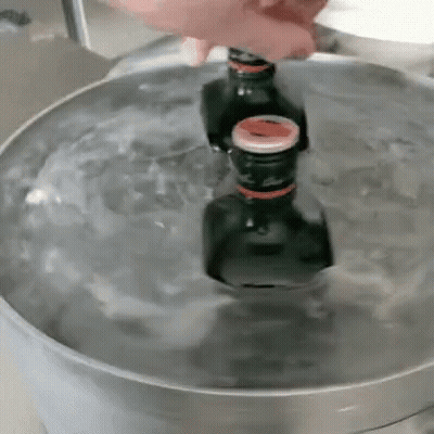 Two Bottles Pouring Into Water Bowl GIF