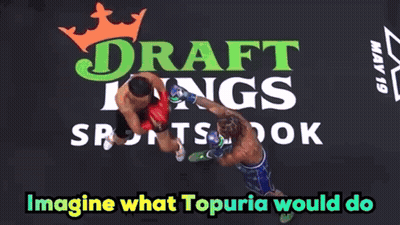 Two Boxers Are In A Ring With The Words Imagine What Topuria Would Do Below Them GIF