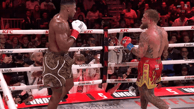 Two Boxers Fighting In Ring With KFC On Ropes GIF