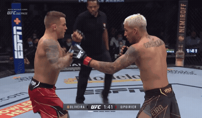Two Boxers Fighting, One With Back Tattoo GIF