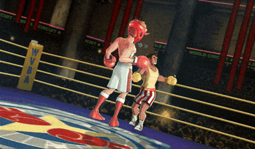 Two Boxers In Boxing Ring With WBA Sign GIF