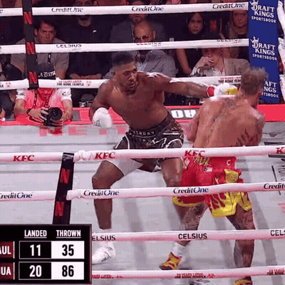 Two Boxers In Ring With Credit One Scoreboard GIF