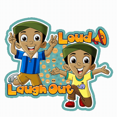Two Boys Cartoon Saying Laugh Out GIF