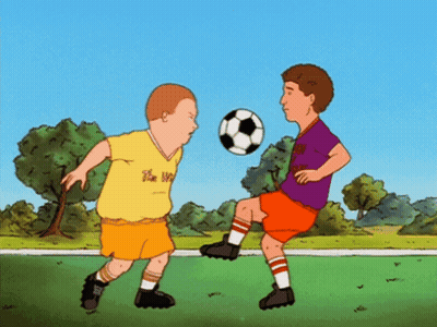 Two Boys Playing Soccer Yellow Shirt Saying The World GIF