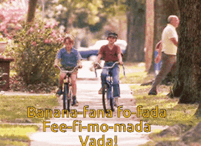 Two Boys Riding Bicycles Banana-Fana Fo-Fada Fee-Fi-Mo-Mada Vada GIF