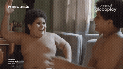 Two Boys Sitting On Couch Original Globoplay GIF