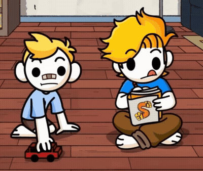 Two Boys Sitting One Reading Book One Playing Toy Truck GIF