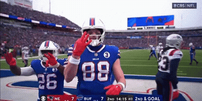Two Buffalo Bills Players Celebrate Touchdown GIF