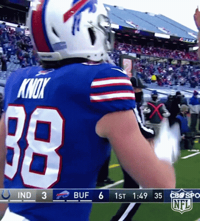 Two Buffalo Bills Players Celebrate Touchdown GIF