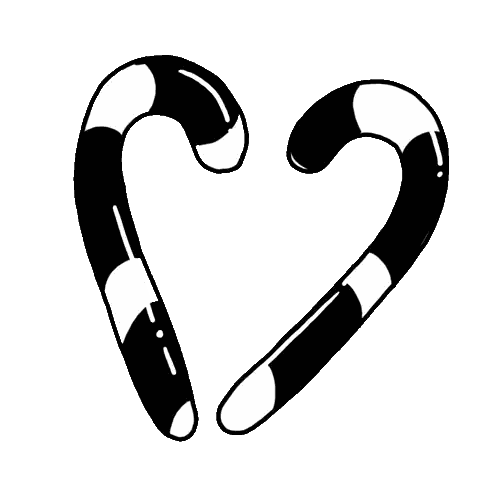 Two Candy Canes Shaped Like Heart Sticker