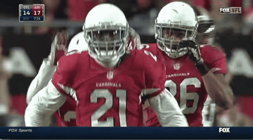Two Cardinals Football Players Are On A Fox Sports Screen GIF