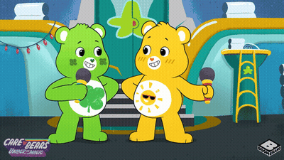 Two Care Bears Holding Microphones GIF