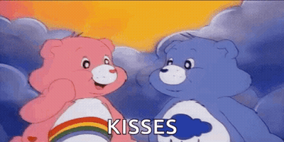 Two Care Bears Kissing GIF