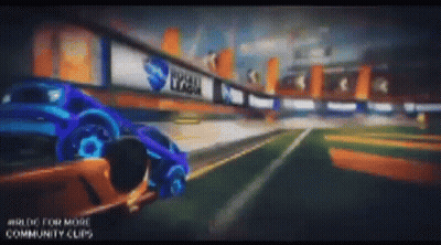 Two Cars Racing On Rocket League Track GIF