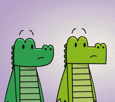 Two Cartoon Alligators Standing Together GIF