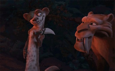 Two Cartoon Animals Are Standing Next To Each Other In A Dark Forest GIF