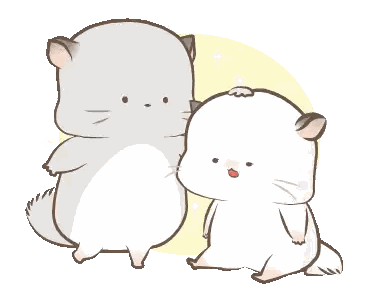 Two Cartoon Animals Are Standing Next To Each Other One Is Sitting And The Other Is Standing Sticker
