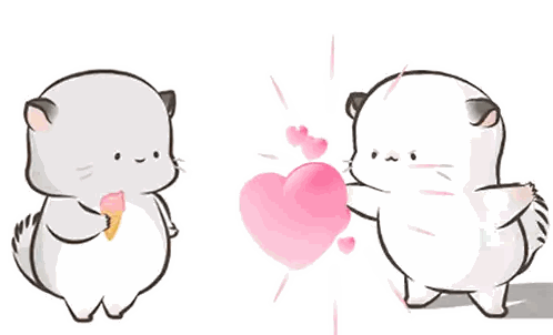 Two Cartoon Animals With Ice Cream And Pink Hat Sticker