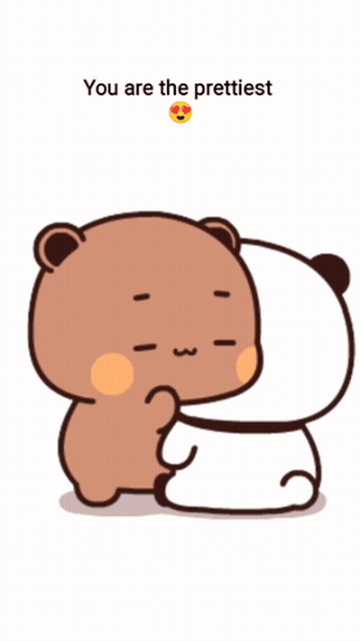 Two Cartoon Bears Hugging Each Other With The Words You Are The Prettiest GIF