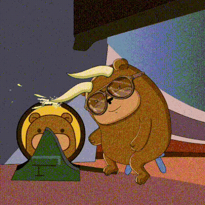 Two Cartoon Bears One With Horns And Glasses GIF