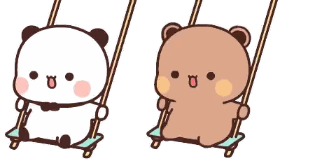 Two Cartoon Bears Sitting On Swing Sticker