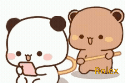 Two Cartoon Bears Standing Next To Each Other GIF
