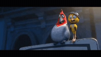 Two Cartoon Birds On Sign Saying Awkward GIF