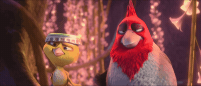 Two Cartoon Birds One With Headband GIF