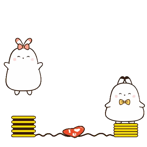 Two Cartoon Birds Under Heart Saying I Love You Sticker