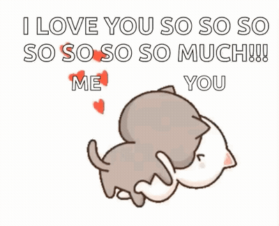 Two Cartoon Cats Are Holding Hands And Saying `` I Love You So So So So Much !! '' GIF