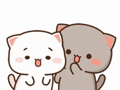 Two Cartoon Cats Are Hugging Each Other And A Heart Is Flying In The Air . GIF