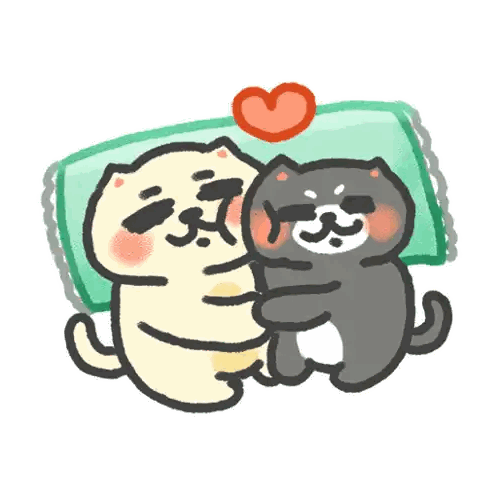 Two Cartoon Cats Are Hugging Each Other With A Heart Above Them Sticker
