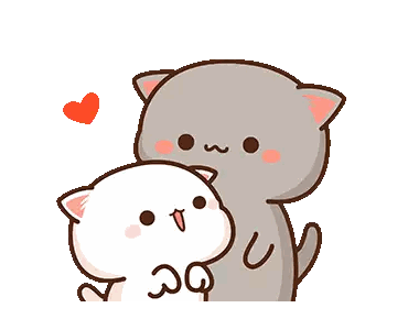 Two Cartoon Cats Are Hugging Each Other With A Heart In The Background . Sticker