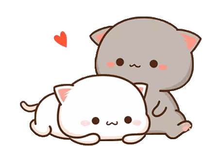Two Cartoon Cats Are Hugging Each Other With A Red Heart In The Background Sticker