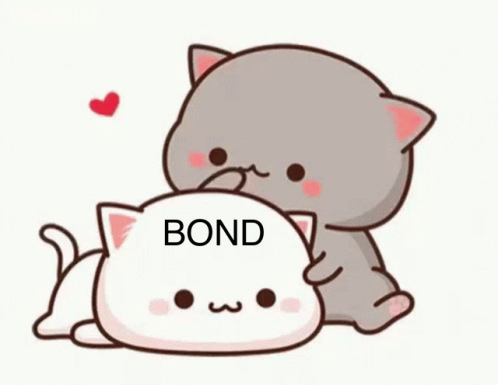 Cartoon Cats Hugging With Bond Text GIF