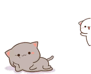 Two Cartoon Cats Are Playing With Each Other And One Is Laying Down . Sticker