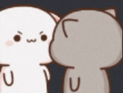 Two Cartoon Cats Are Standing Next To Each Other And Kissing Each Other . GIF