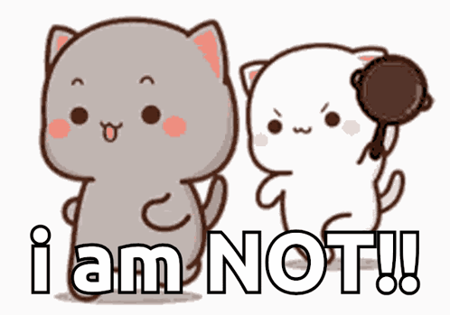 Two Cartoon Cats Are Standing Next To Each Other And One Is Holding A Pan And The Other Is Saying I Am Not ! GIF