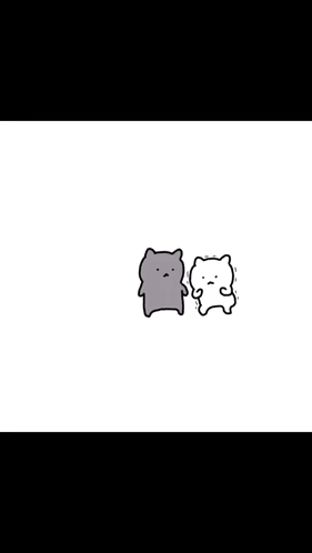 Two Cartoon Cats Are Standing Next To Each Other On A White Background . One Is Gray And The Other Is White . GIF