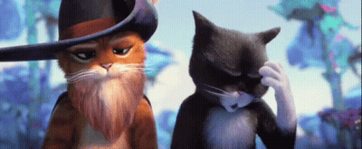 Two Cartoon Cats Are Standing Next To Each Other One Wearing A Hat GIF