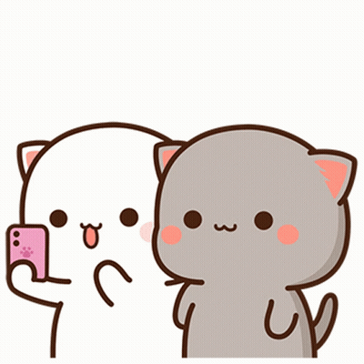 Two Cartoon Cats Are Standing Next To Each Other With A Heart Above Them GIF