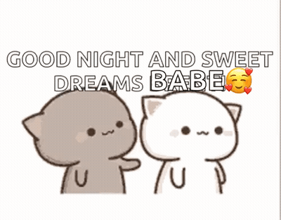 Two Cartoon Cats Good Night And Sweet Dreams Babe GIF