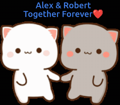 Two Cartoon Cats Holding Hands Alex & Robert Together Forever GIF