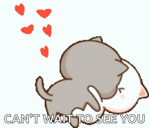 Two Cartoon Cats Holding Hands Can't Wait To See You GIF