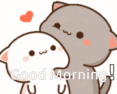 Two Cartoon Cats Hugging Good Morning GIF