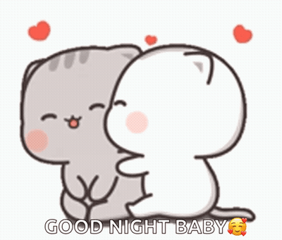 Two Cartoon Cats Hugging Good Night Baby GIF