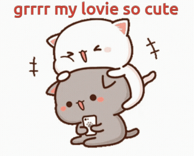 Two Cartoon Cats Hugging Grrr My Lovie So Cute GIF