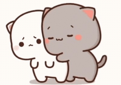 Two Cartoon Cats Hugging, One Angry
